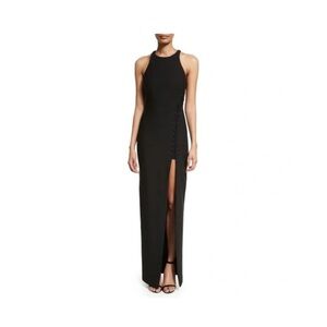 Elizabeth and James Amaya Black High Slit Lace Detail Maxi Dress, size 0
